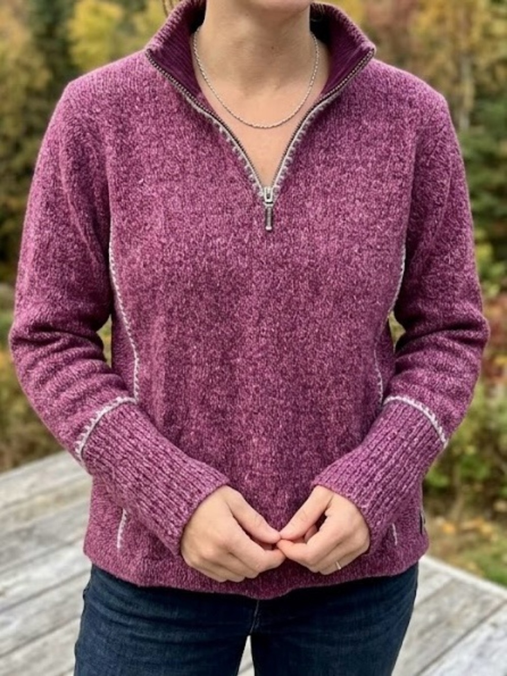 Woolrich Purple Marled Quarter-Zip Sweater Women’s Medium Cottagecore Boho